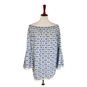 Pure Nordic Alana off-the-shoulder eyelet top, size L NWT